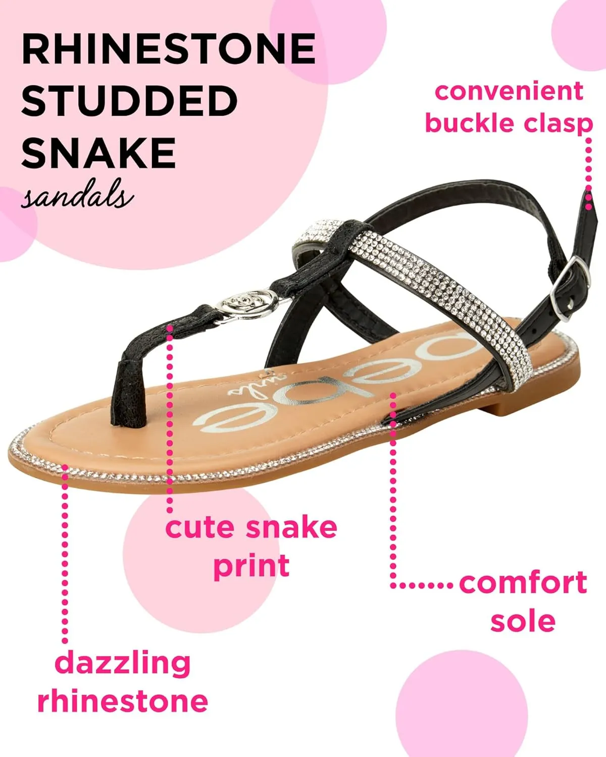 bebe Girls' Sandals – Rhinestone Studded Snake Sandals with Medallion (Little Kid/Big Kid)