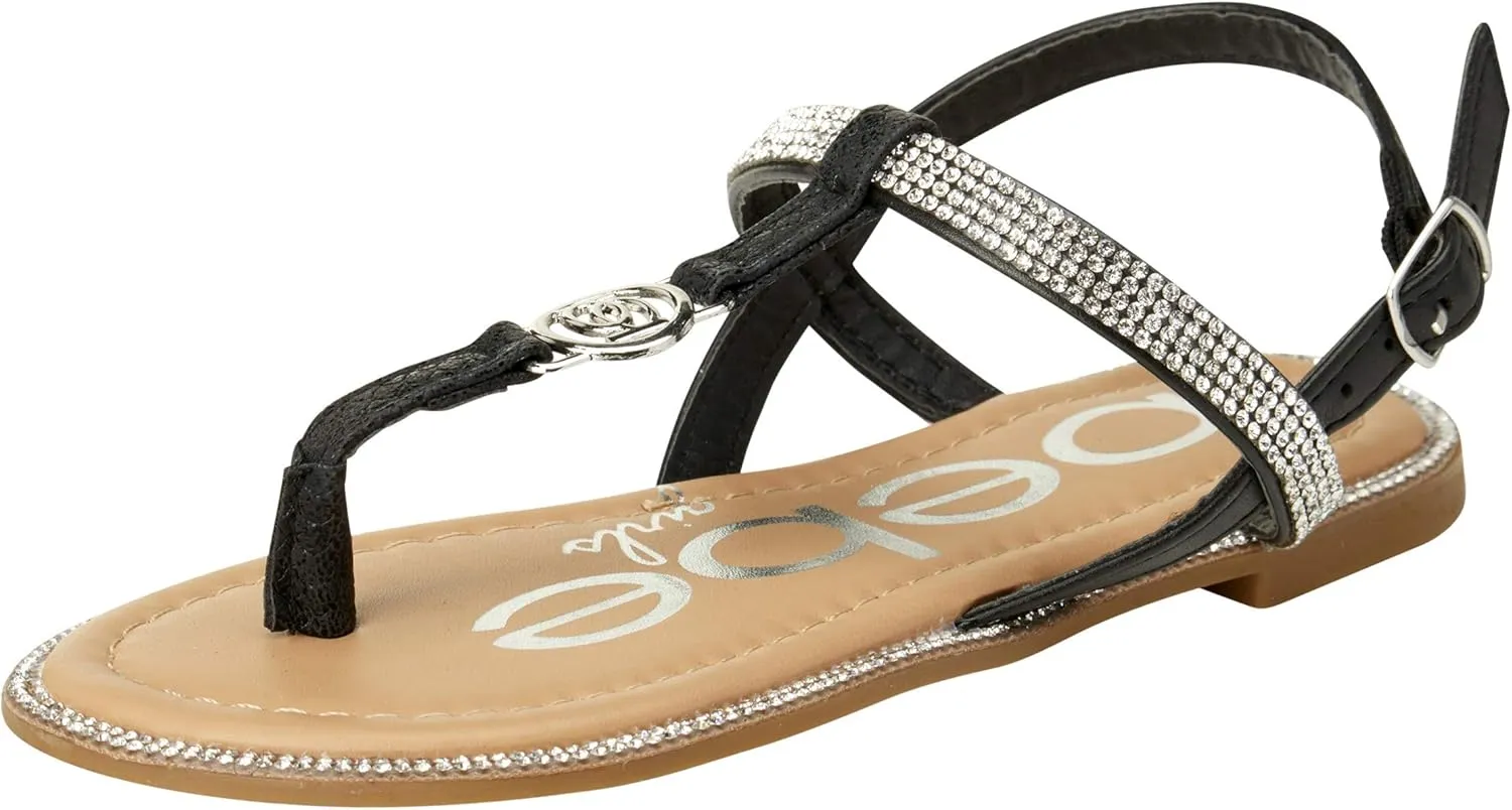 bebe Girls' Sandals – Rhinestone Studded Snake Sandals with Medallion (Little Kid/Big Kid)