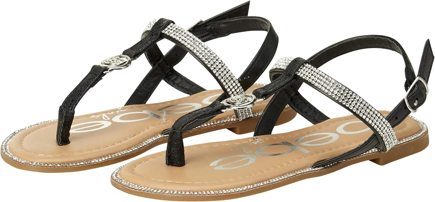 bebe Girls' Sandals – Rhinestone Studded Snake Sandals with Medallion (Little Kid/Big Kid)