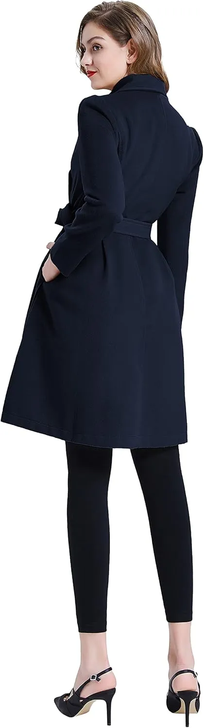 Belle Poque Women's Double Breasted Dress Coats Winter Trench Jacket with Belt