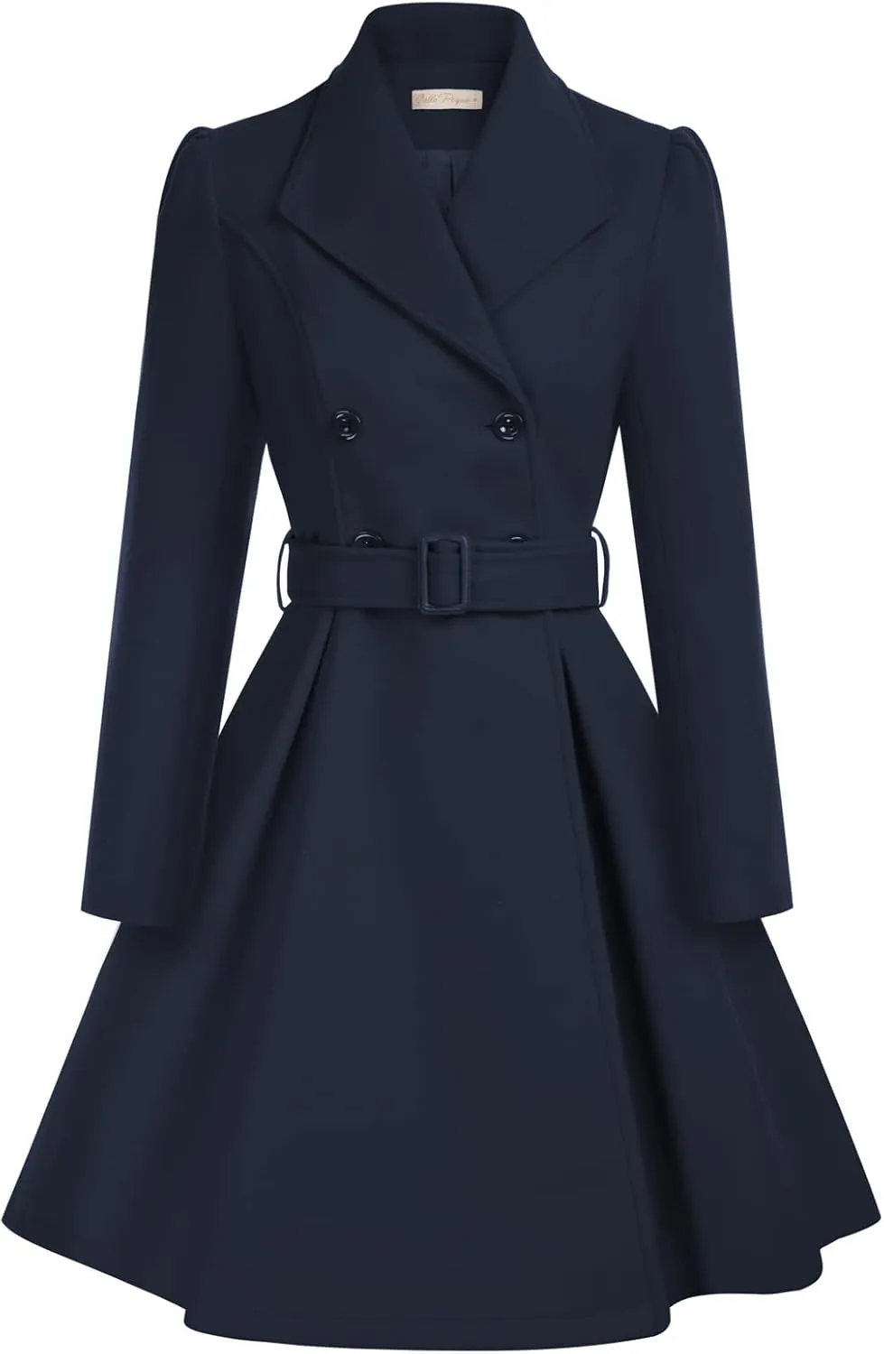 Belle Poque Women's Double Breasted Dress Coats Winter Trench Jacket with Belt