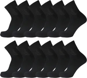 Big and Tall Diabetic Cotton Neuropathy Ankle Socks, King Size Mens Athletic Socks (13-15, Quarter Black) - 12 pairs