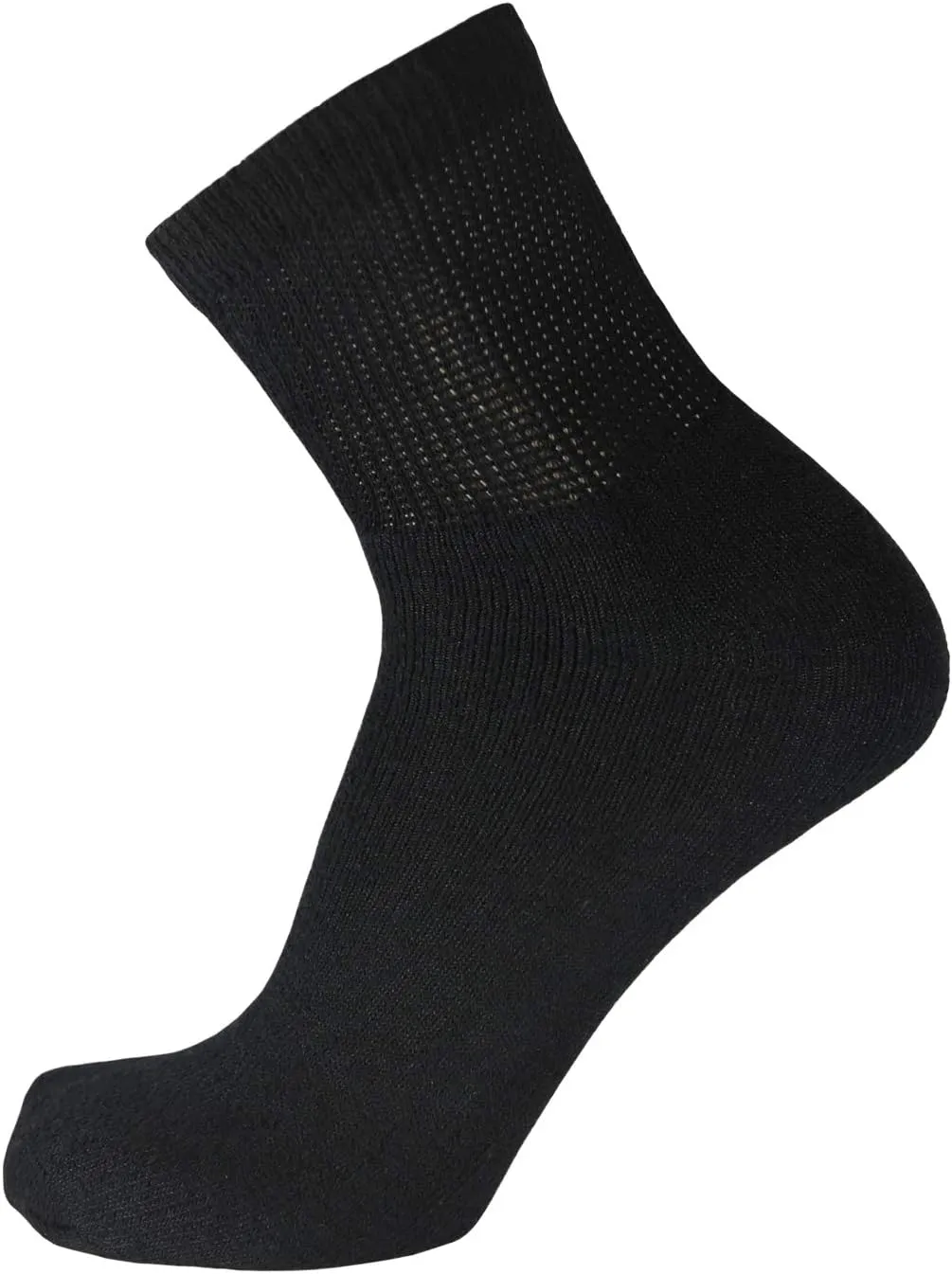 Big and Tall Diabetic Cotton Neuropathy Ankle Socks, King Size Mens Athletic Socks (13-15, Quarter Black) - 12 pairs
