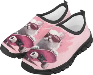 Big Kids Art Pattern Cute Casual Loafers Slip On Mesh Walking Shoes Comfortable Lightweight Kids Outdoor Travel Shoes for Boy Girl US Size 11-15