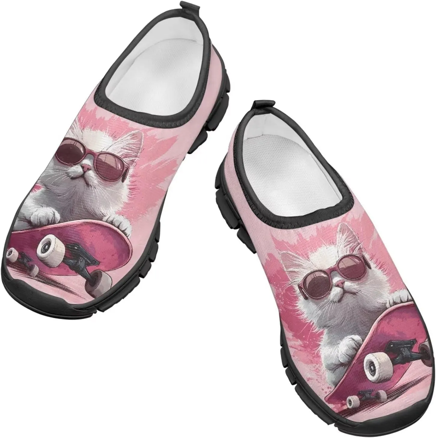Big Kids Art Pattern Cute Casual Loafers Slip On Mesh Walking Shoes Comfortable Lightweight Kids Outdoor Travel Shoes for Boy Girl US Size 11-15