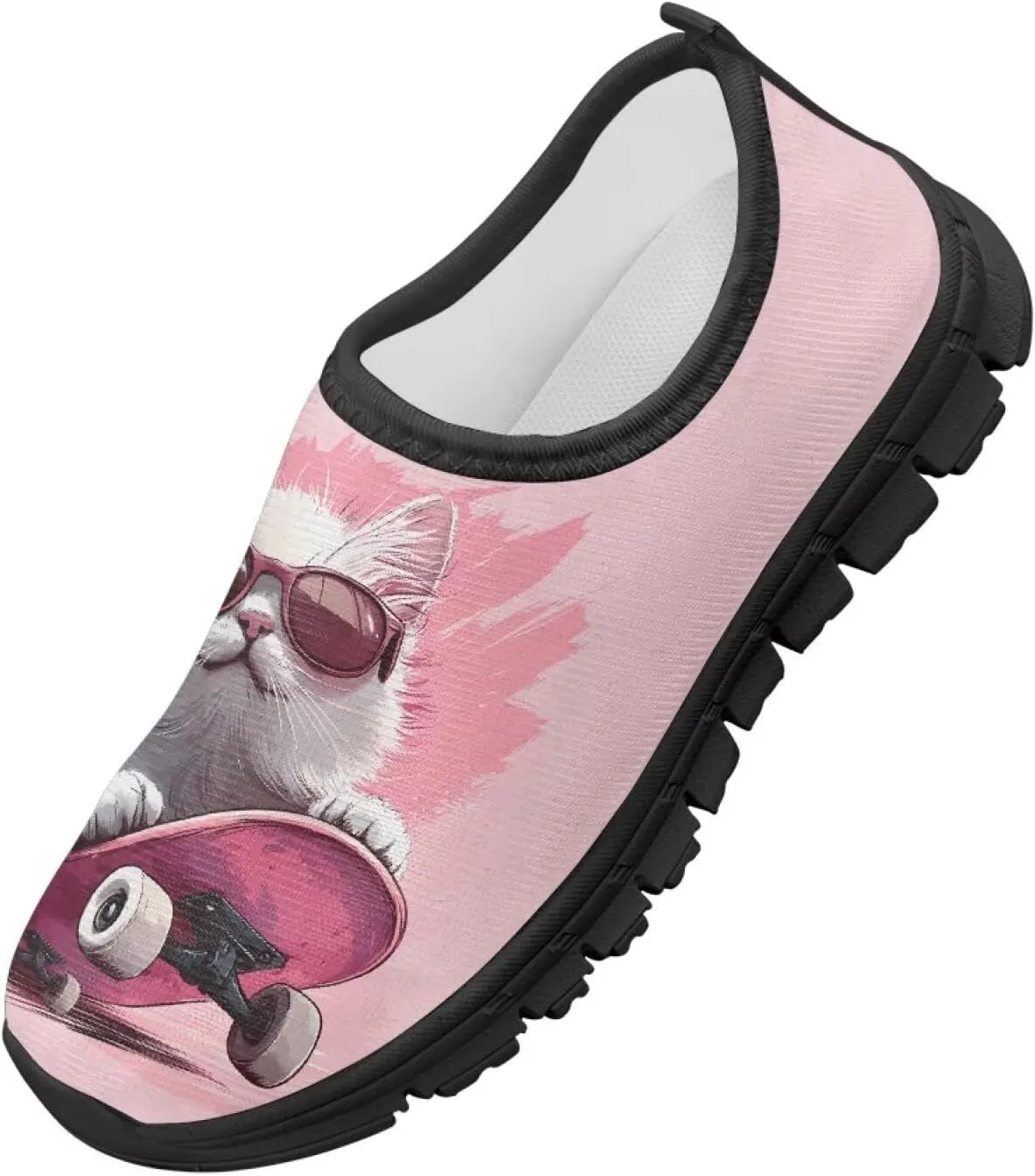 Big Kids Art Pattern Cute Casual Loafers Slip On Mesh Walking Shoes Comfortable Lightweight Kids Outdoor Travel Shoes for Boy Girl US Size 11-15