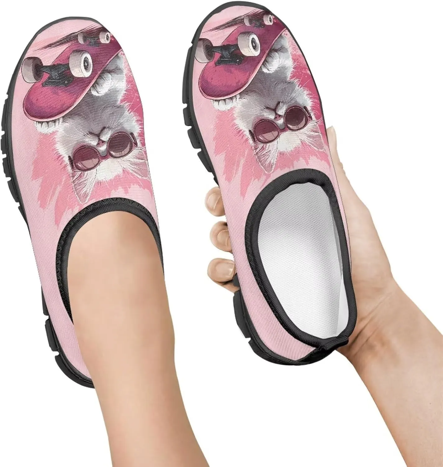 Big Kids Art Pattern Cute Casual Loafers Slip On Mesh Walking Shoes Comfortable Lightweight Kids Outdoor Travel Shoes for Boy Girl US Size 11-15