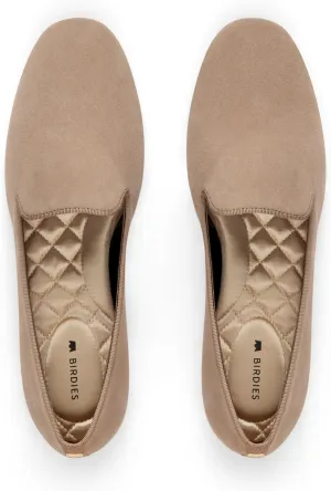 Birdies Women's Starling, Slip-On Flats, Comfortable Casual Dressy Shoes, New Latte Suede, 5.5