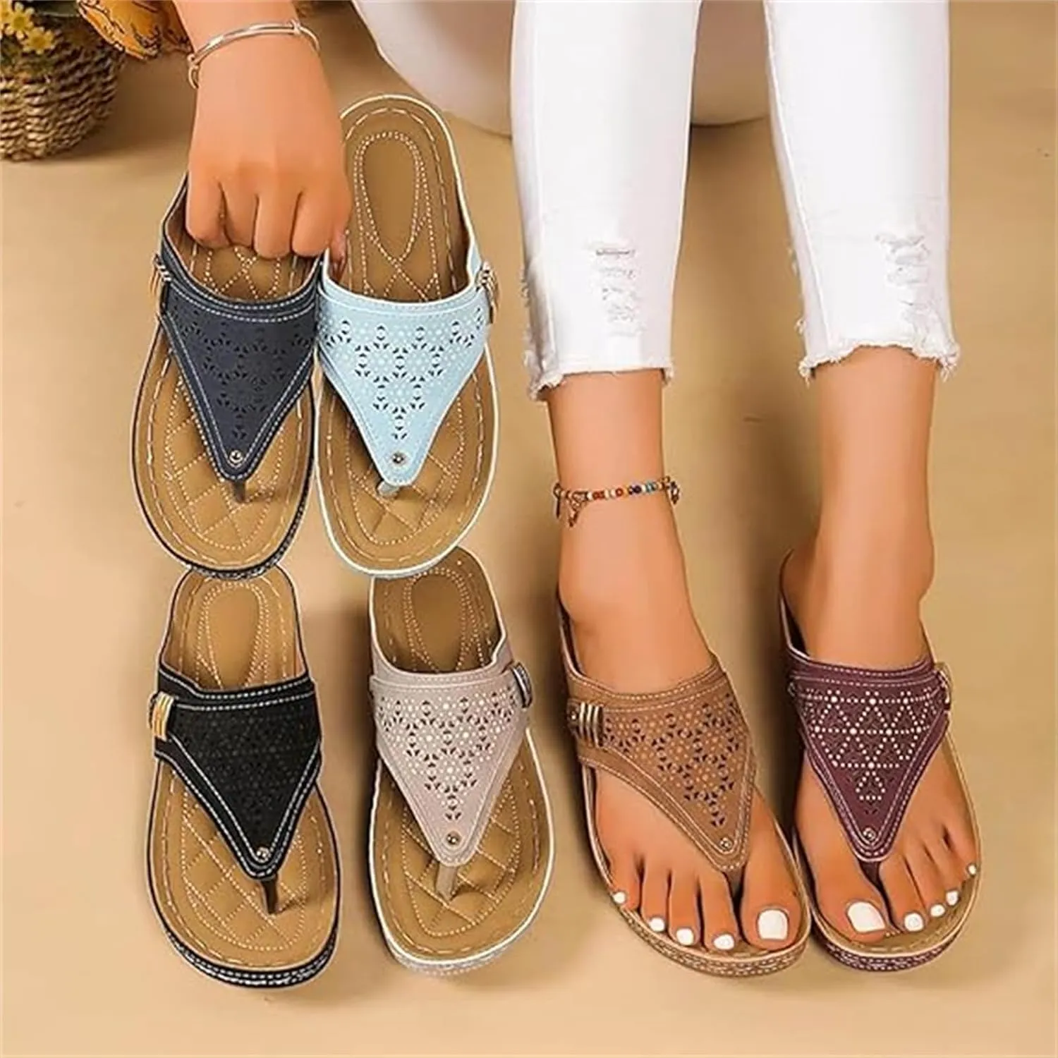 Bluepods Orthopedic Sandals for Women Wide Width Arch Support， Walking Sandals with Adjustable Straps