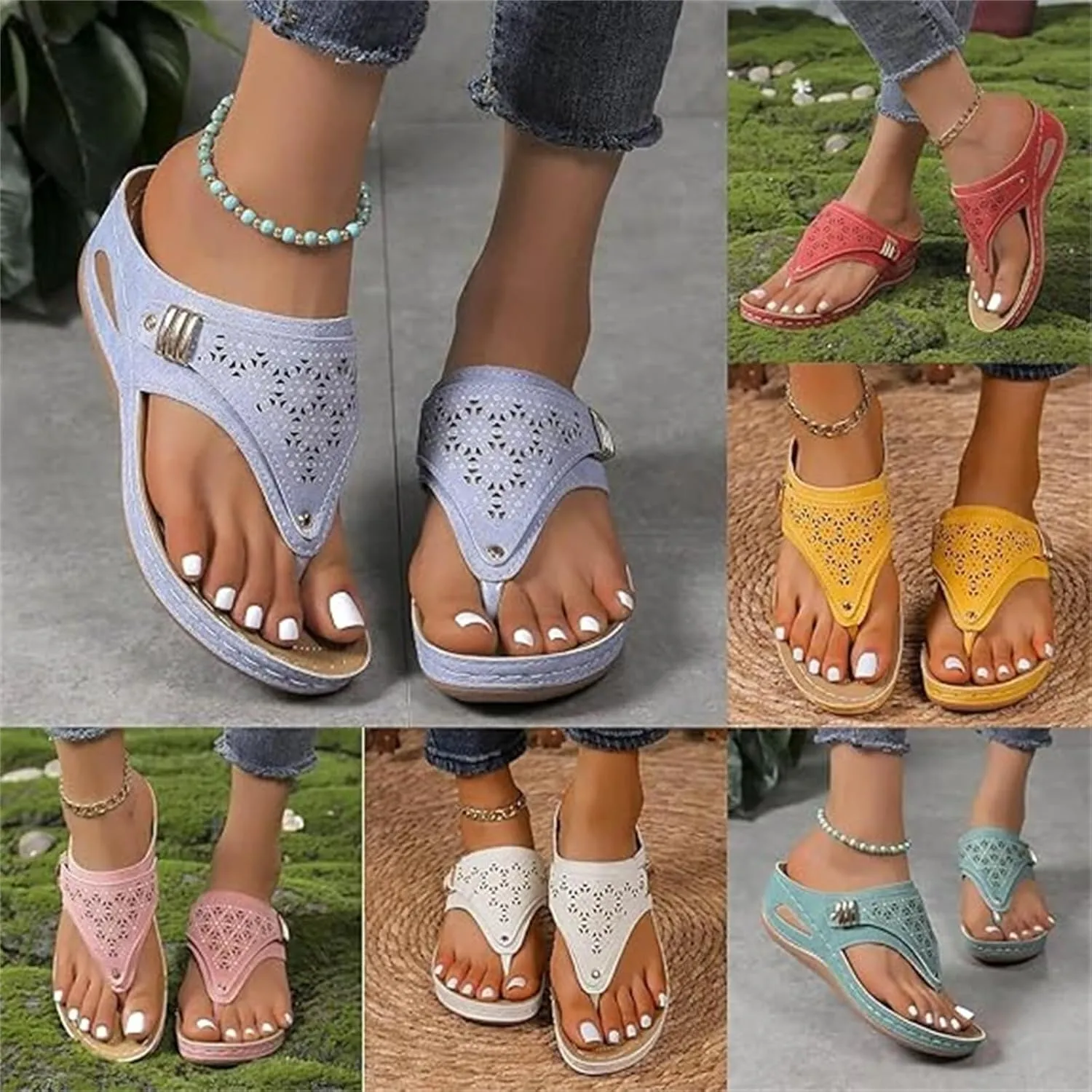 Bluepods Orthopedic Sandals for Women Wide Width Arch Support， Walking Sandals with Adjustable Straps