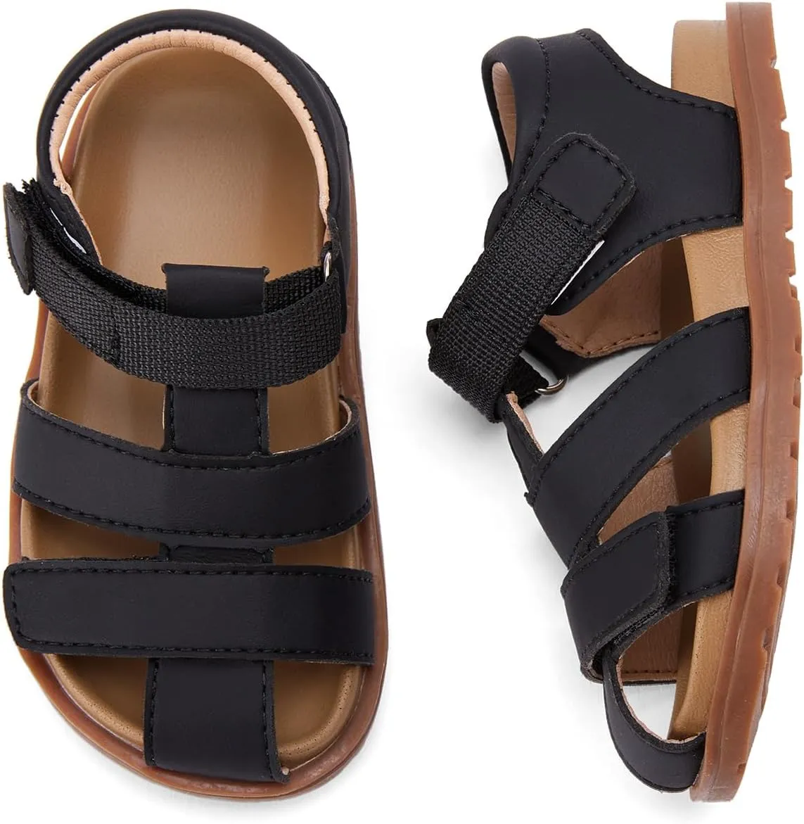 BMCiTYBM Toddler Boys Girls Sandals Open Toe Arch Support Slides Adjustable Straps Cork Footbed Slippers for Indoor Outdoor