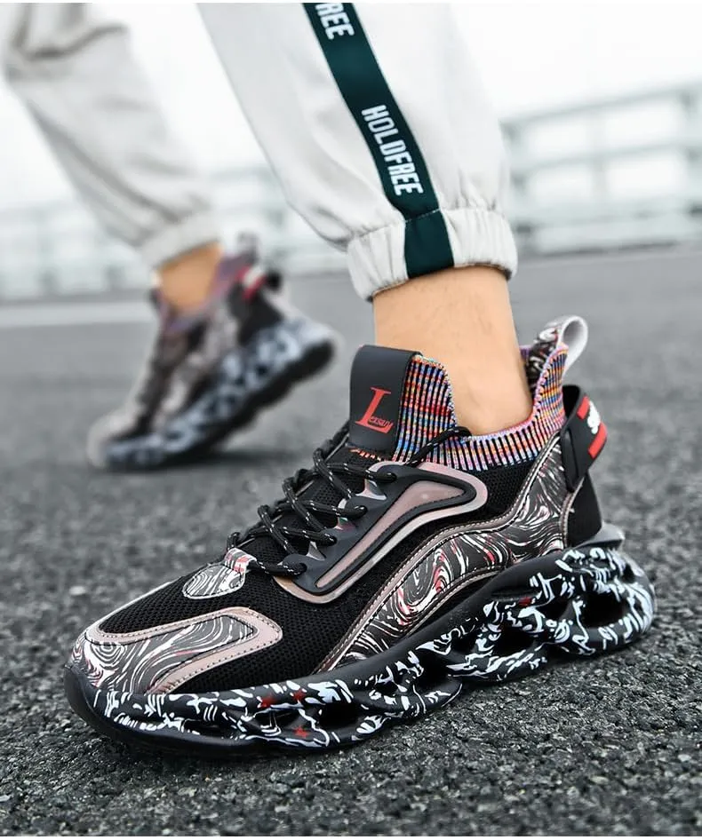 Breathable Mesh Y2K Graffiti Blade Sole Running Sneakers for Women Casual Sport Style Lightweight Cushion Jogging Shoes with Futuristic Streetwear Design