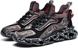 Breathable Mesh Y2K Graffiti Blade Sole Running Sneakers for Women Casual Sport Style Lightweight Cushion Jogging Shoes with Futuristic Streetwear Design