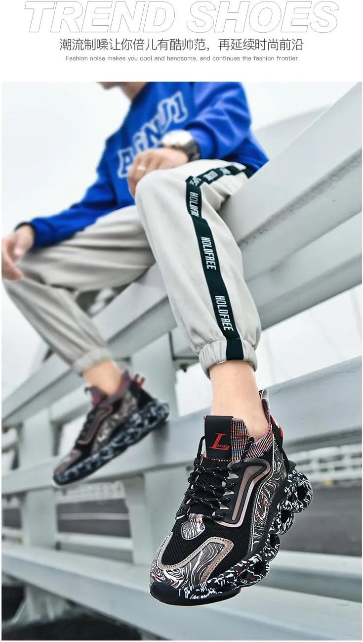 Breathable Mesh Y2K Graffiti Blade Sole Running Sneakers for Women Casual Sport Style Lightweight Cushion Jogging Shoes with Futuristic Streetwear Design