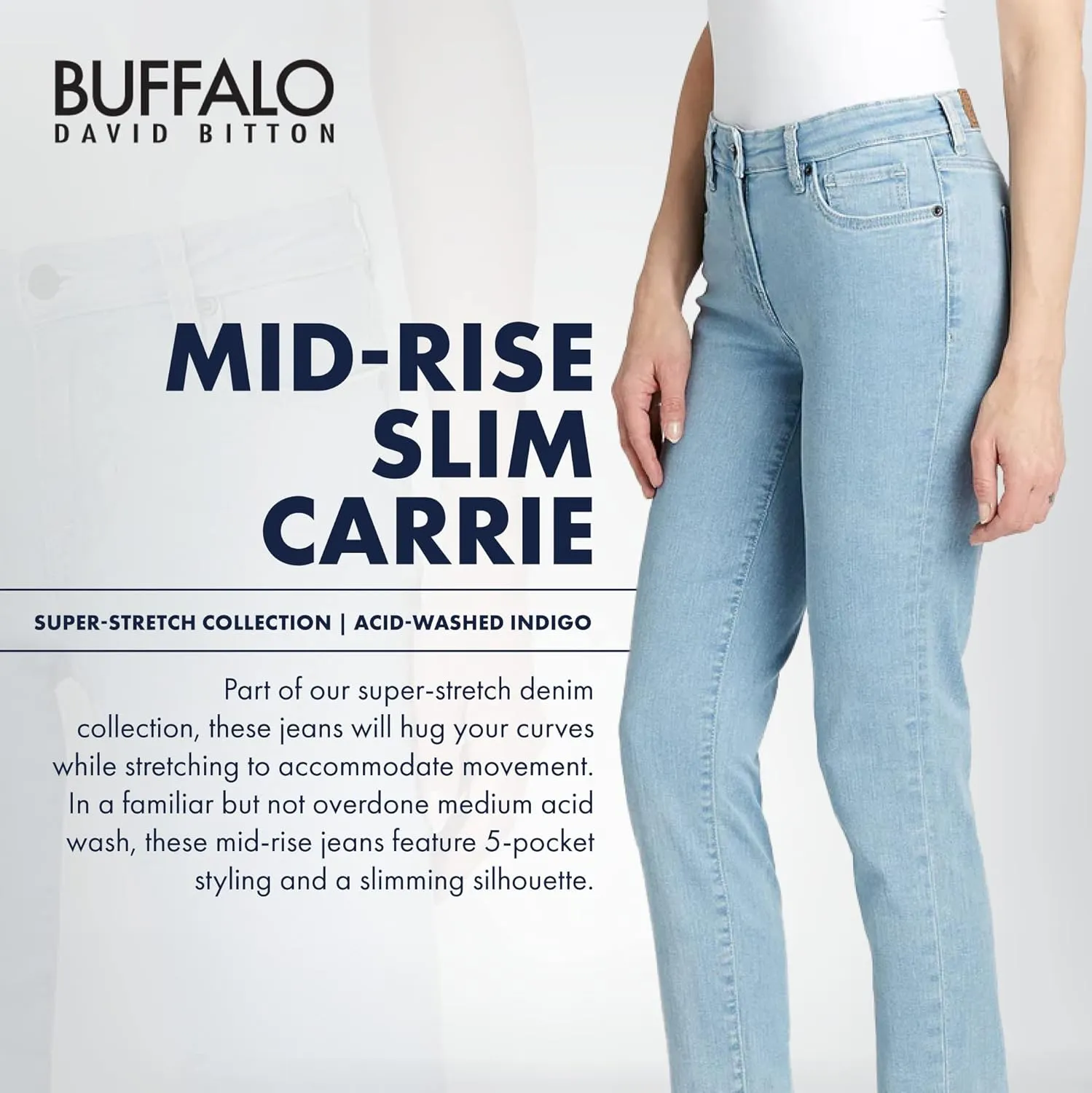 Buffalo David Bitton Women's Carrie Mid Rise Slim Jeans