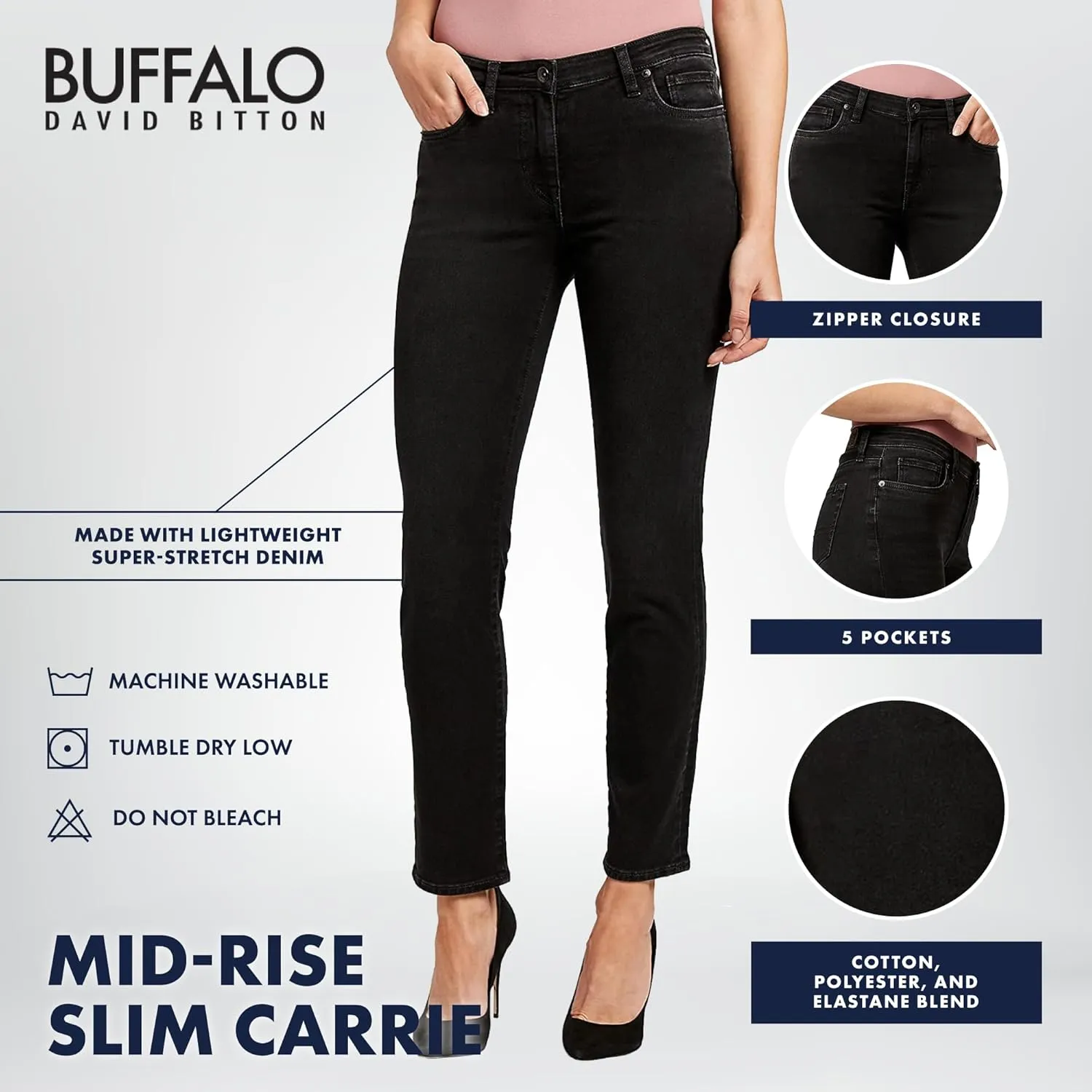 Buffalo David Bitton Women's Carrie Mid Rise Slim Jeans