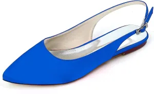 Charmstep Women Satin Wedding Flat Shoes for Bride Pointed Toe Slingback Ballet Pumps Bridal Party Dress Shoes 2046-22