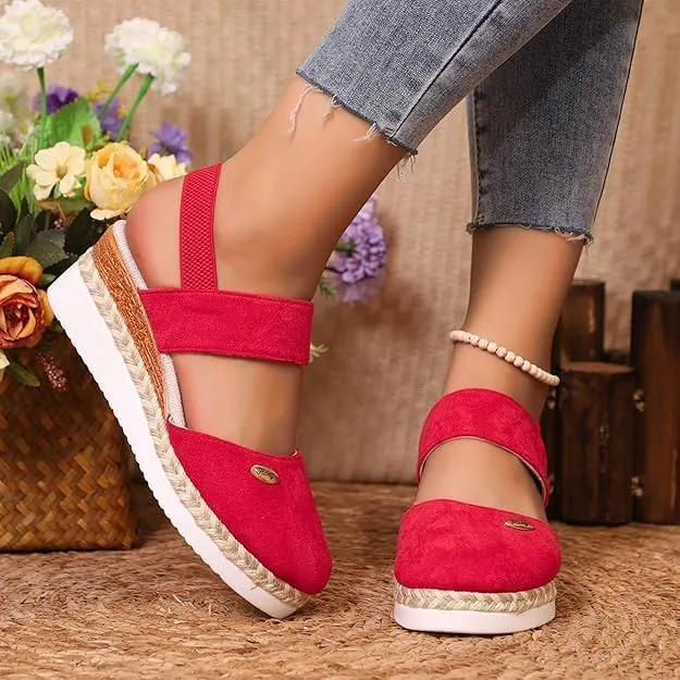 Closed Toe Platform Wedge Sandals for Women Heel Casual Womens, Women's Espadrilles Dressy Wedges Sandals, Comfortable Anti Slip Summer Shoes with Adjustable Buckle Ankle Strap