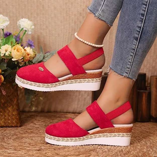 Closed Toe Platform Wedge Sandals for Women Heel Casual Womens, Women's Espadrilles Dressy Wedges Sandals, Comfortable Anti Slip Summer Shoes with Adjustable Buckle Ankle Strap
