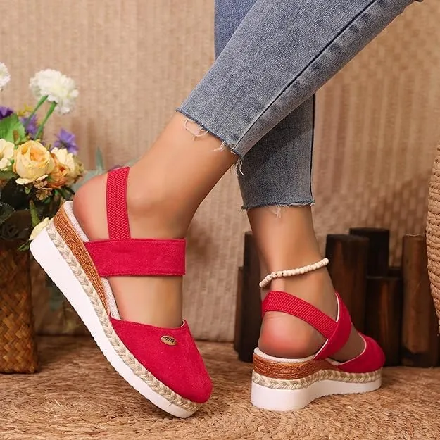 Closed Toe Platform Wedge Sandals for Women Heel Casual Womens, Women's Espadrilles Dressy Wedges Sandals, Comfortable Anti Slip Summer Shoes with Adjustable Buckle Ankle Strap