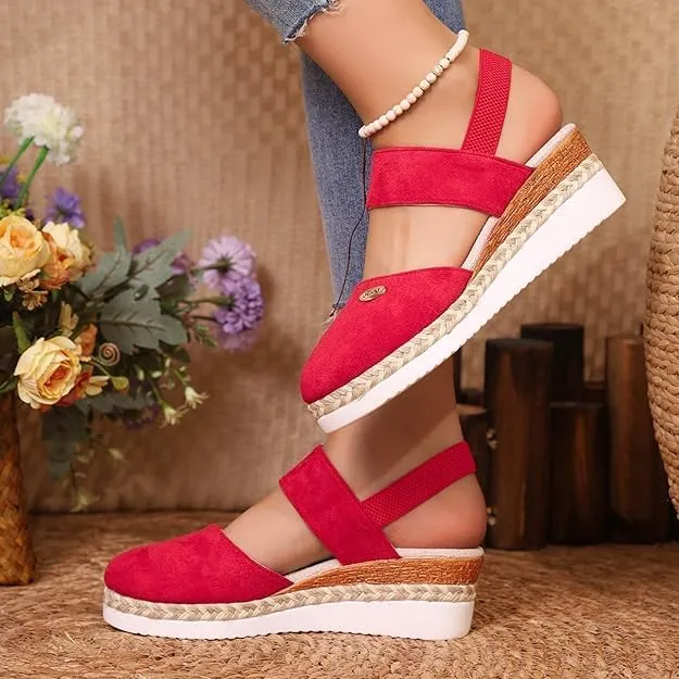 Closed Toe Platform Wedge Sandals for Women Heel Casual Womens, Women's Espadrilles Dressy Wedges Sandals, Comfortable Anti Slip Summer Shoes with Adjustable Buckle Ankle Strap