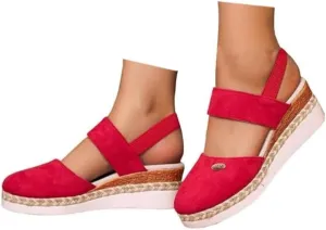 Closed Toe Platform Wedge Sandals for Women Heel Casual Womens, Women's Espadrilles Dressy Wedges Sandals, Comfortable Anti Slip Summer Shoes with Adjustable Buckle Ankle Strap