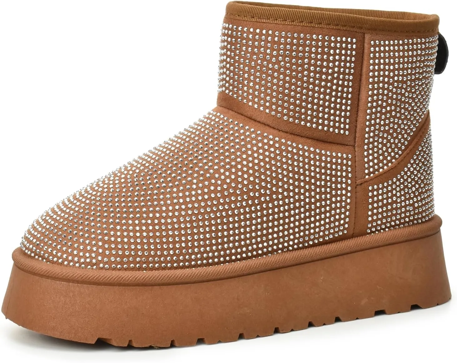 CLOUDAIR Women's Ankle Comfort Winter Boots with plush faux Fur, Stylish studded design & Durable, Slip-On trendy women's Winter Footwear