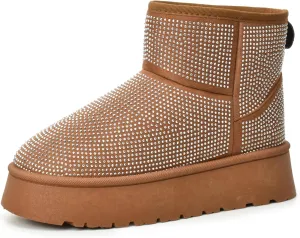 CLOUDAIR Women's Ankle Comfort Winter Boots with plush faux Fur, Stylish studded design & Durable, Slip-On trendy women's Winter Footwear