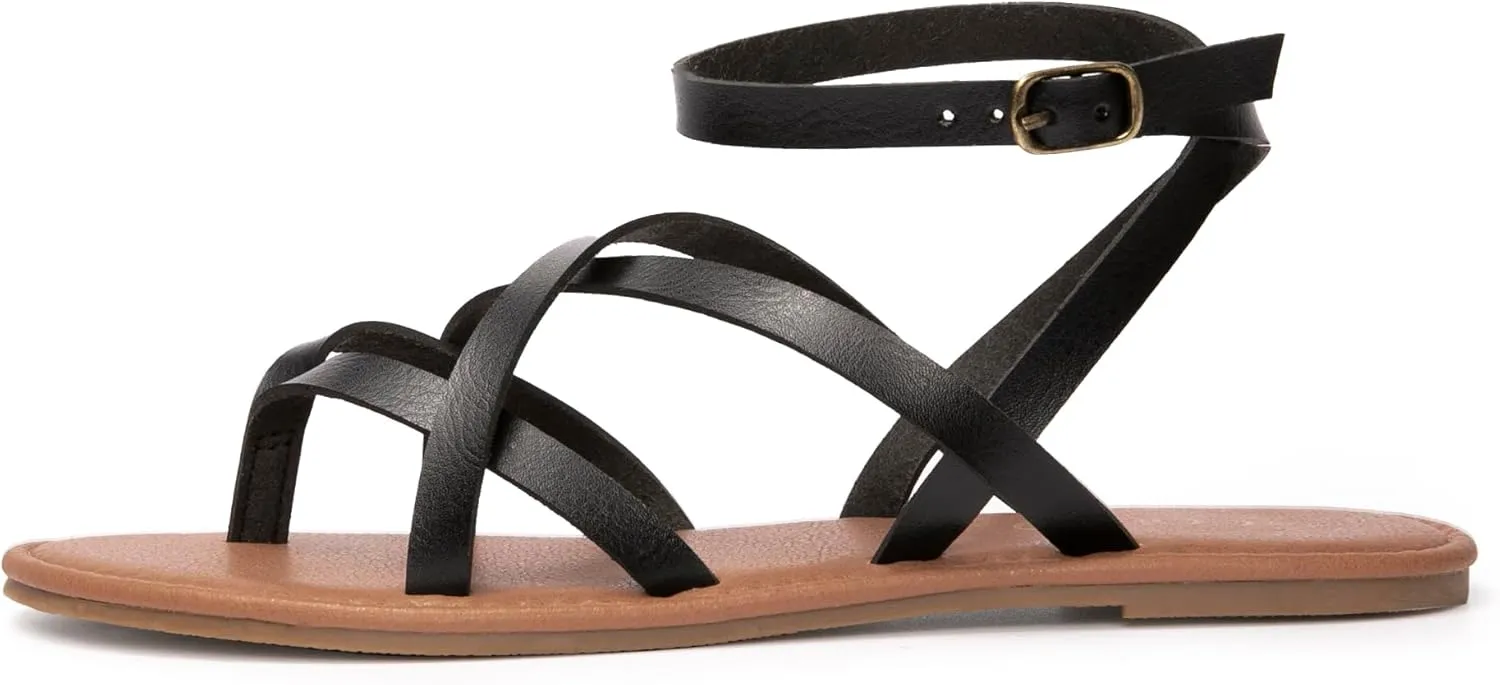 Colgo Women's Summer Strappy Flat Sandals, Adjustable Casual Fisherman Sandal with Open Toe Slingback Gladiator Sandals