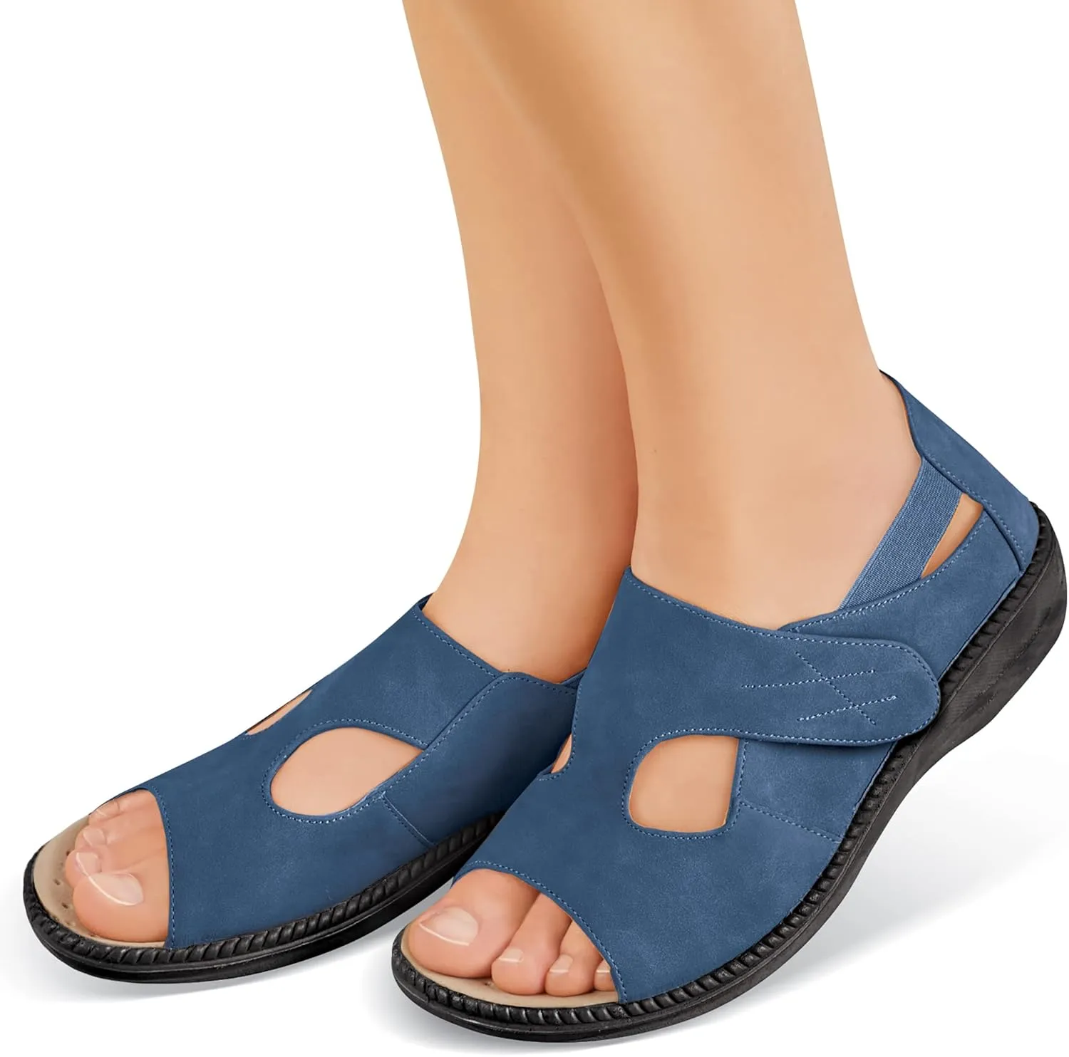 Collections Etc Adjustable Touch Closure Comfort Walking Sandals