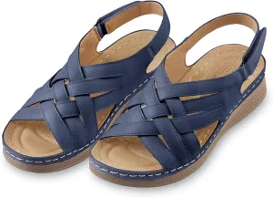 Collections Etc Women's Lightweight Cross-Over Comfort Adjustable Padded Sandals Navy 11