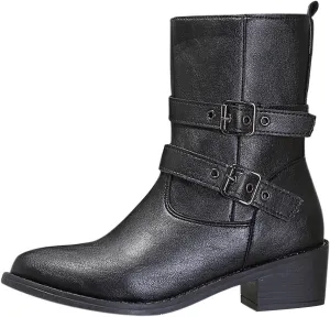 Combat Boots Womens Low Heel Lace up Ankle Boots Round Toe Fashion Booties Leather Cuff Low Heel Combat Boots