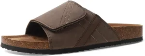 Comfort Slides Sandals, Cork Footbed, Adjustable Velcro Strap, Brown