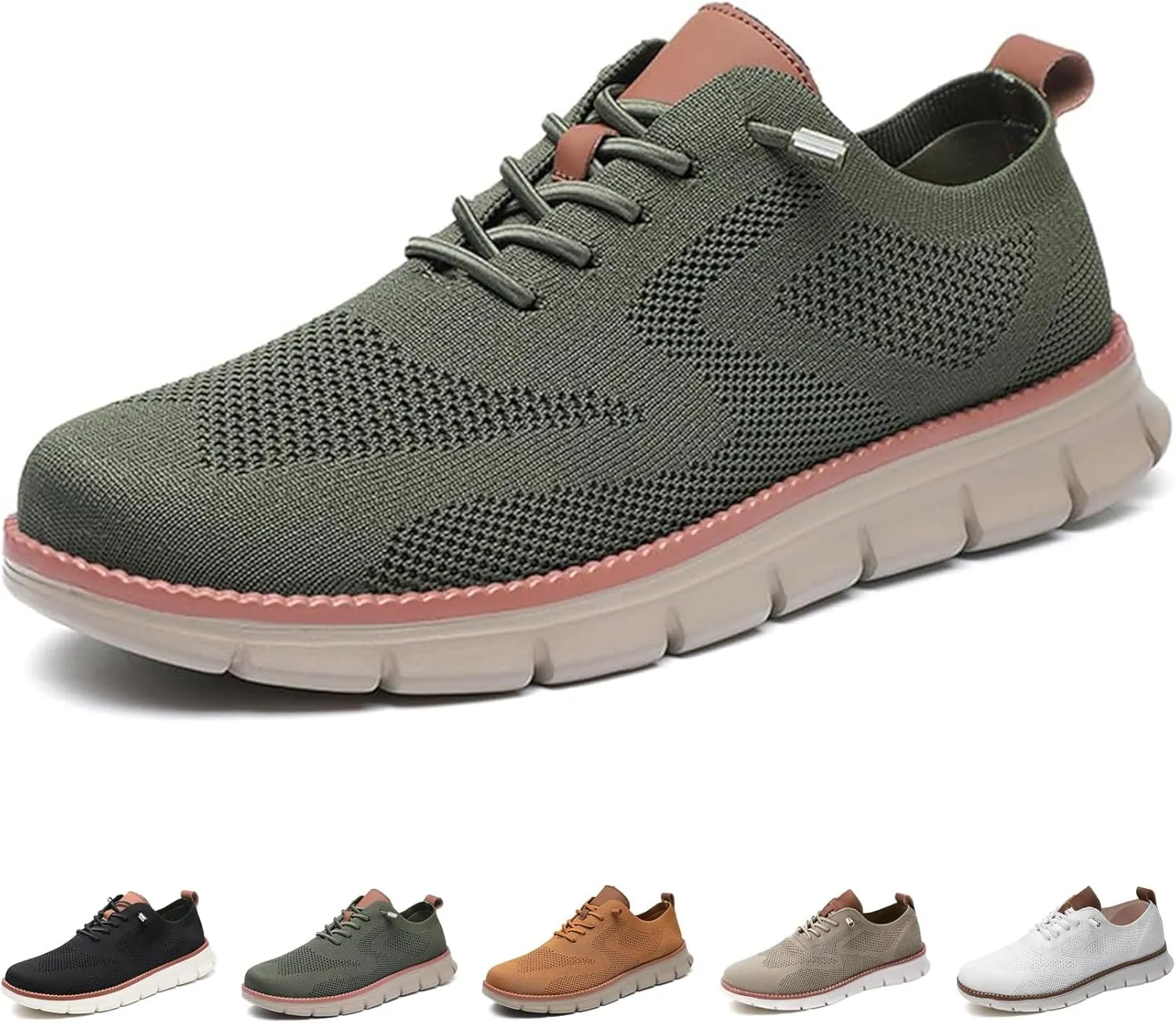 Comfortable Shoes for Men, Mesh Lace-Up Lightweight Dress Sneakers Business Casual Shoes