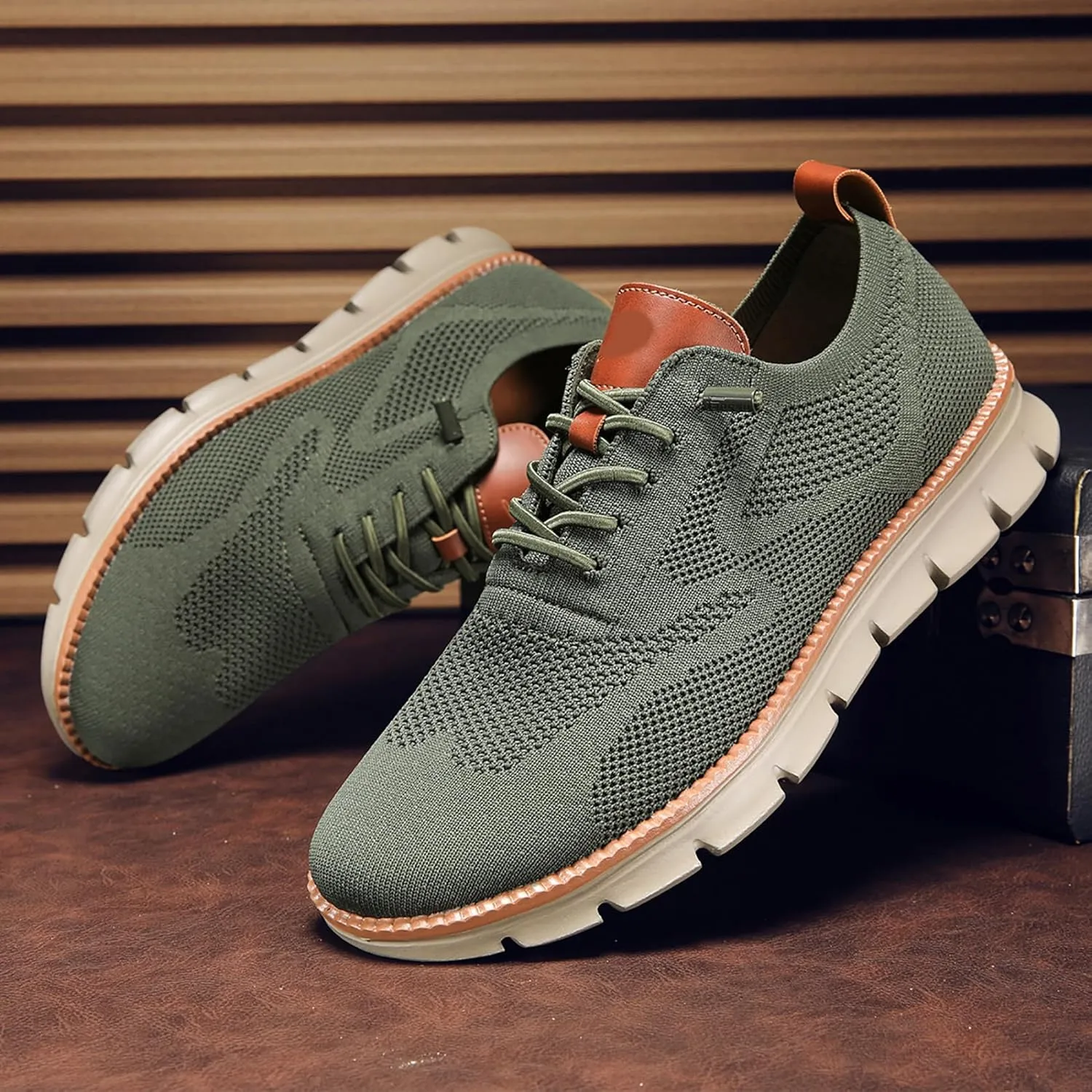 Comfortable Shoes for Men, Mesh Lace-Up Lightweight Dress Sneakers Business Casual Shoes