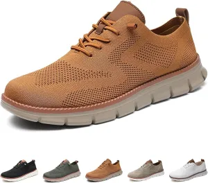 Comfortable Shoes for Men, Mesh Lace-Up Lightweight Dress Sneakers Business Casual Shoes