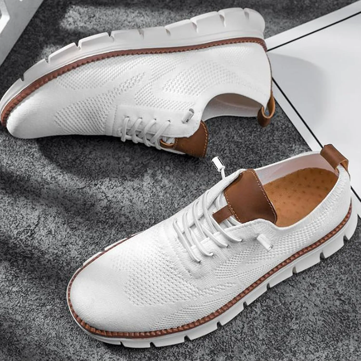 Comfortable Shoes for Men, Mesh Lace-Up Lightweight Dress Sneakers Business Casual Shoes