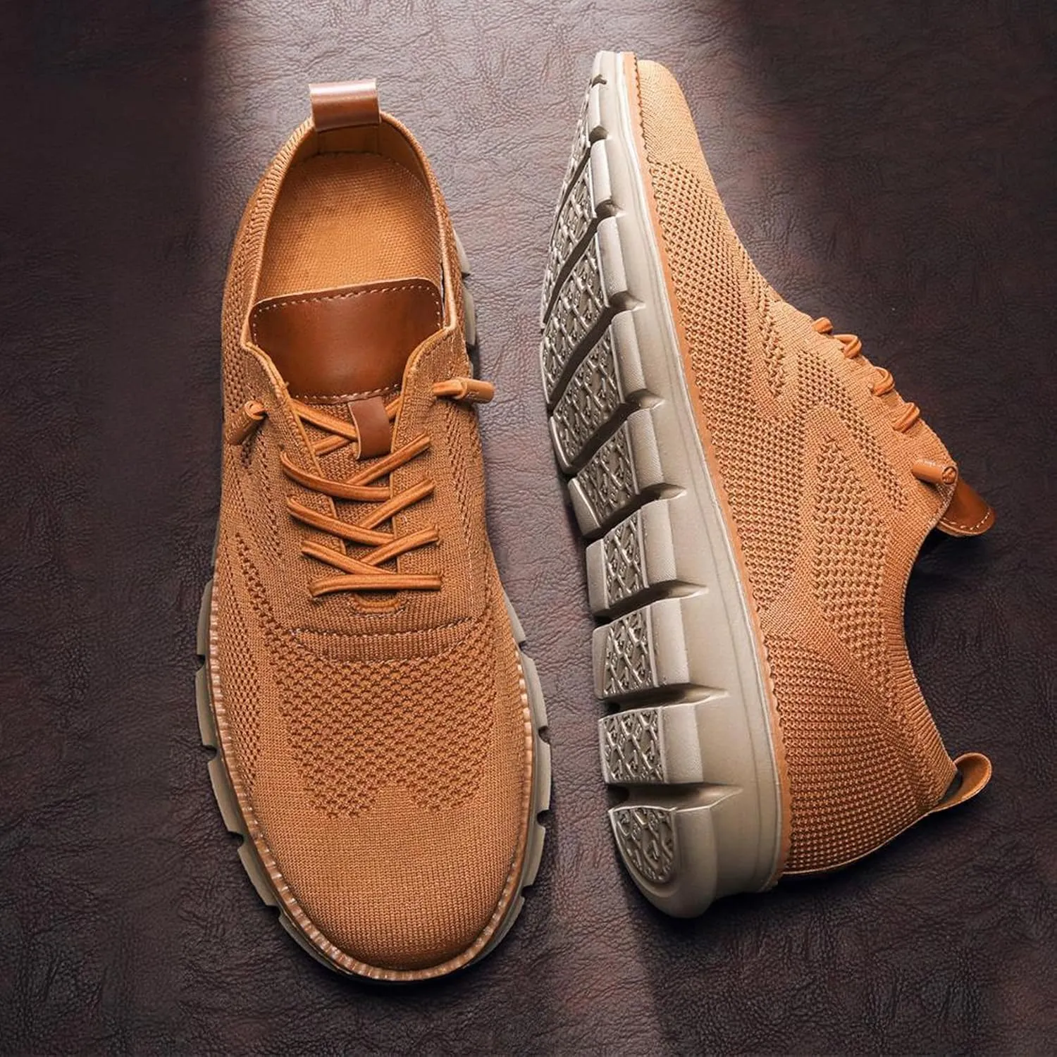 Comfortable Shoes for Men, Mesh Lace-Up Lightweight Dress Sneakers Business Casual Shoes