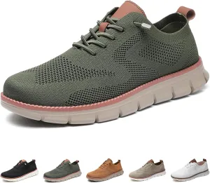 Comfortable Shoes for Men, Mesh Lace-Up Lightweight Dress Sneakers Business Casual Shoes