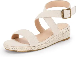 Coutgo Girls Wedge Sandals Cross Strap Espadrille Platform Open Toe Summer Shoes Toddler Little Big Kid