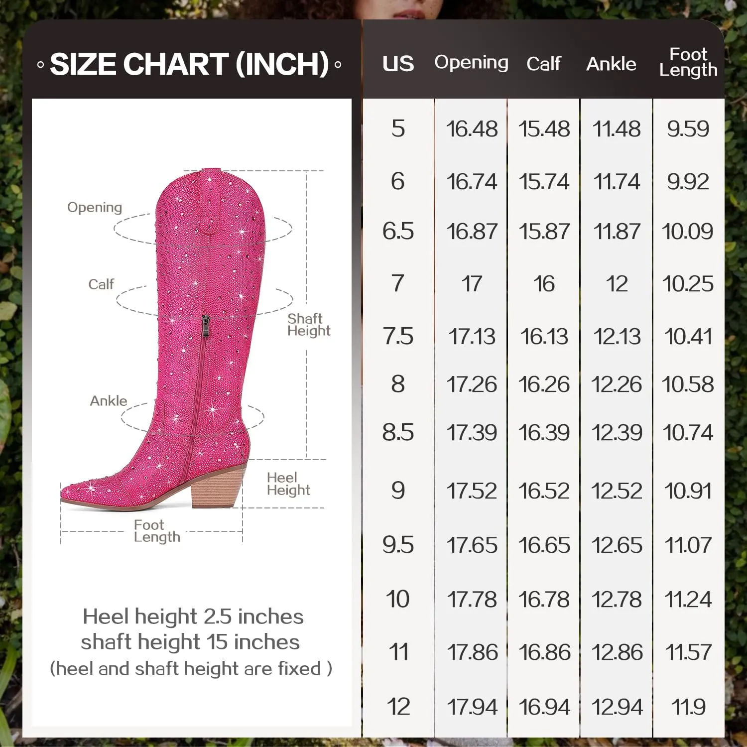 Cowgirl Ankle Boots Cowboy Boots for Women Western Booties Rhinestone Chunky Heel Fashion Comfortable Side Zipper