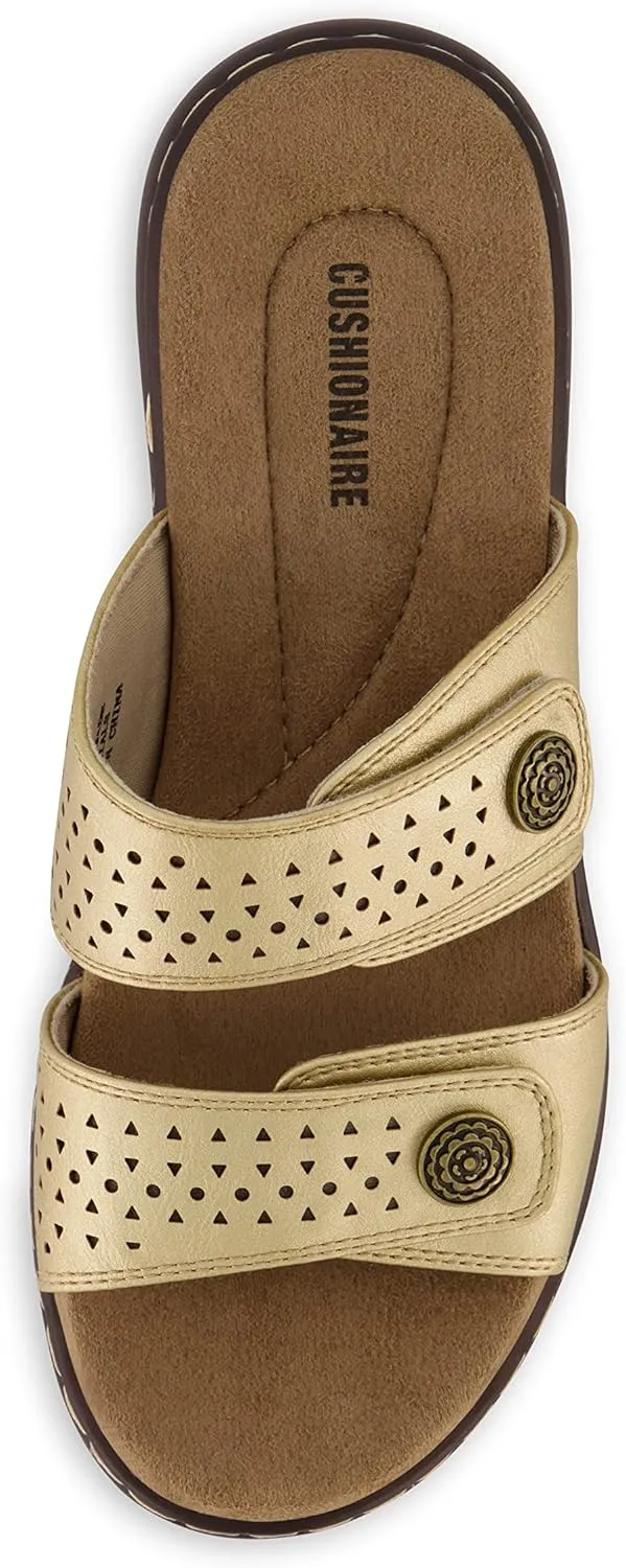 CUSHIONAIRE Women's Betsy comfort footbed slide Sandal with adjustable straps and  Comfort