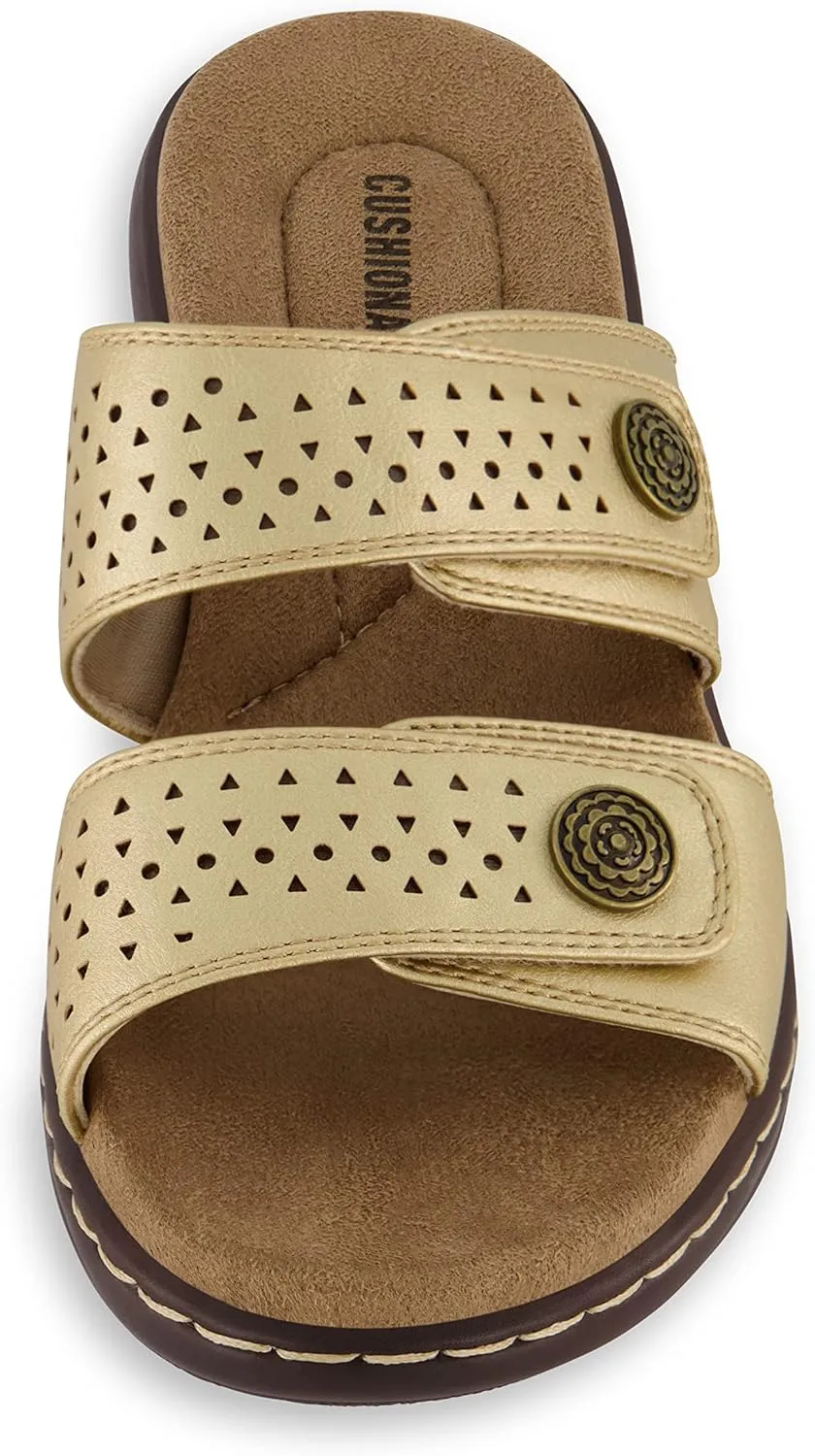 CUSHIONAIRE Women's Betsy comfort footbed slide Sandal with adjustable straps and  Comfort