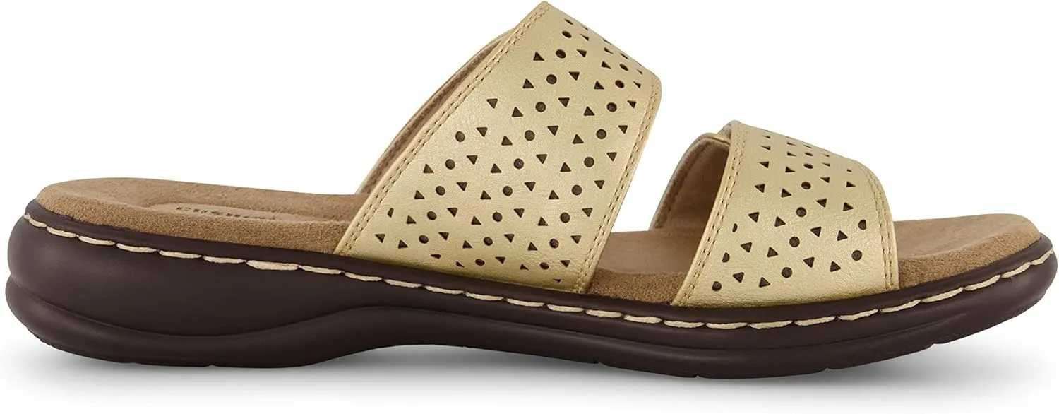 CUSHIONAIRE Women's Betsy comfort footbed slide Sandal with adjustable straps and  Comfort