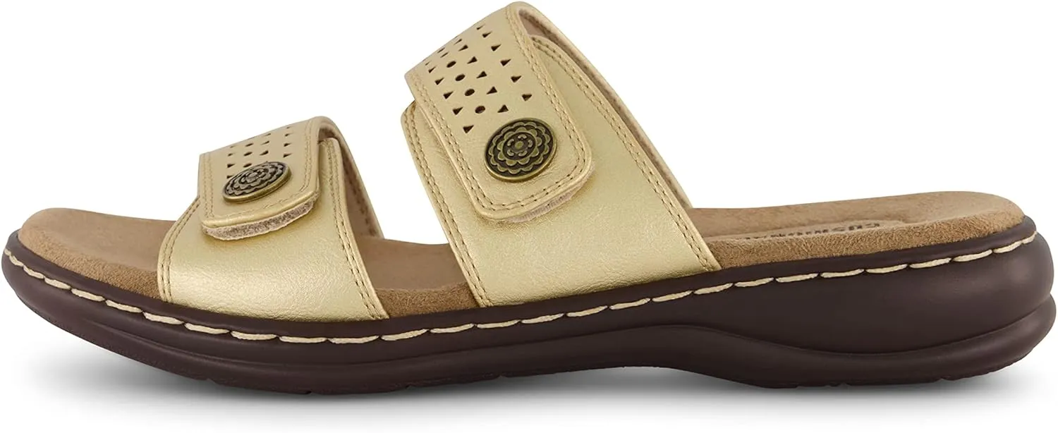 CUSHIONAIRE Women's Betsy comfort footbed slide Sandal with adjustable straps and  Comfort