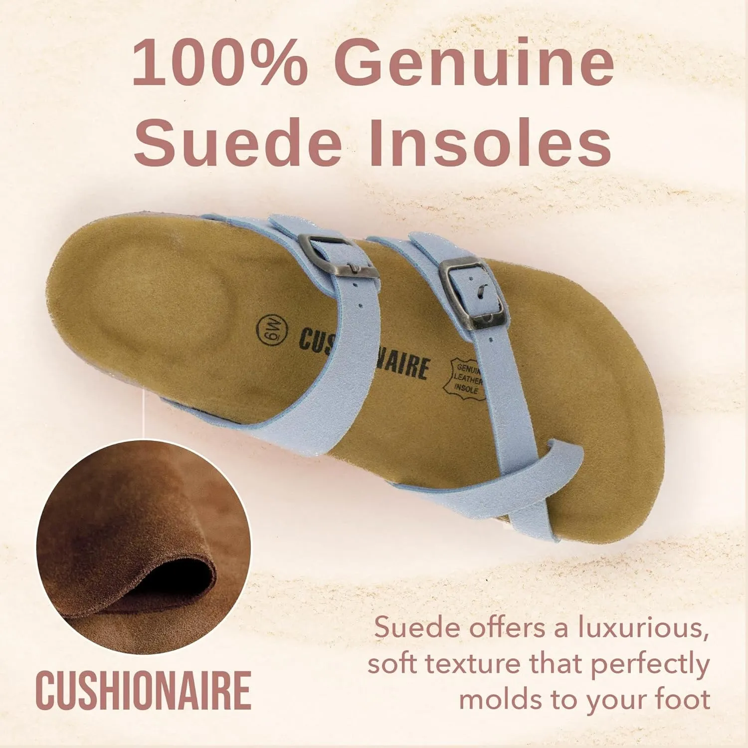 CUSHIONAIRE Women's Luna Cork Footbed Sandal With  Comfort