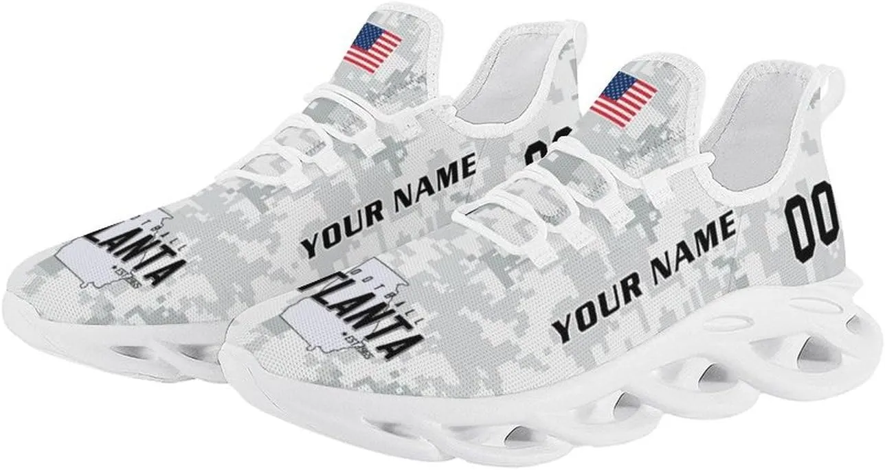 Custom Football Camo Salute Sneakers Personalized Breathable Fan Gift Workout Athletic Gym Slip-on Casual Shoes for Men Women