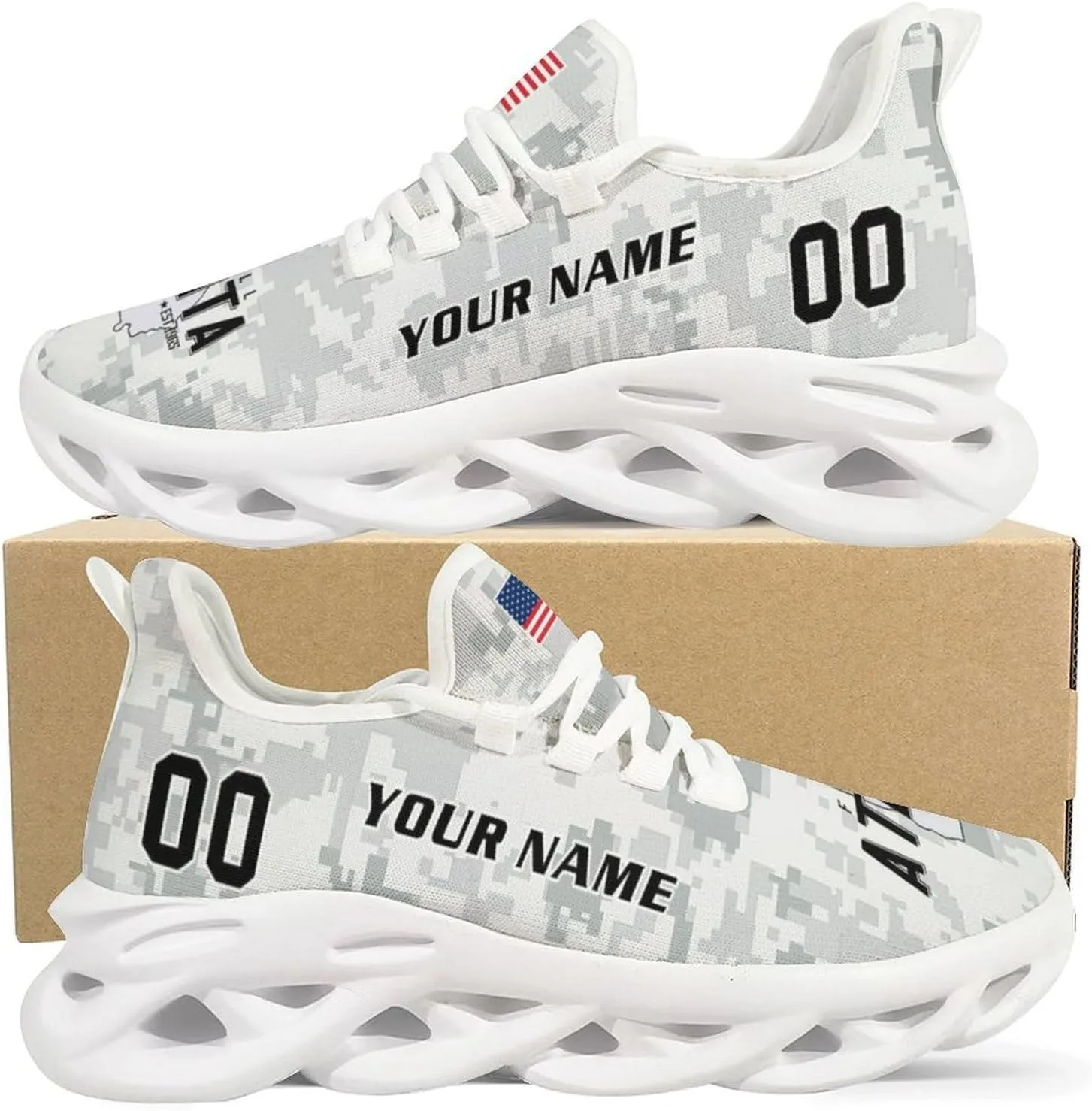 Custom Football Camo Salute Sneakers Personalized Breathable Fan Gift Workout Athletic Gym Slip-on Casual Shoes for Men Women