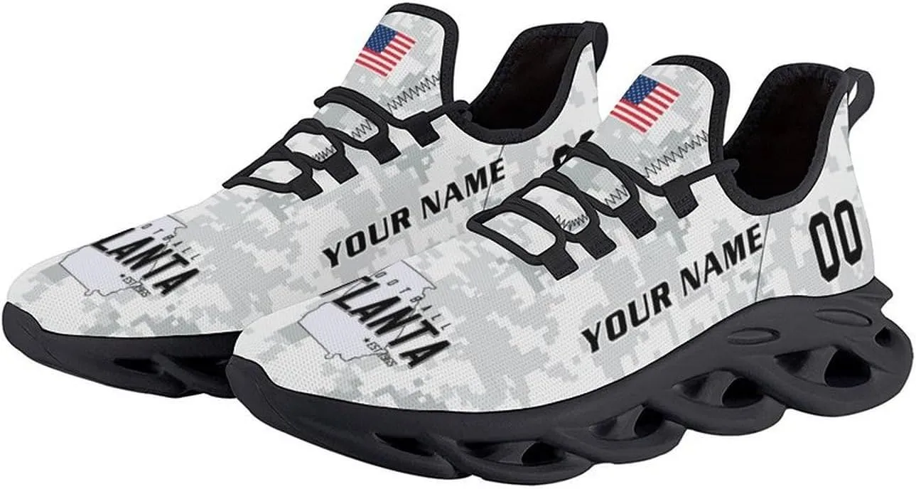 Custom Football Camo Salute Sneakers Personalized Breathable Fan Gift Workout Athletic Gym Slip-on Casual Shoes for Men Women