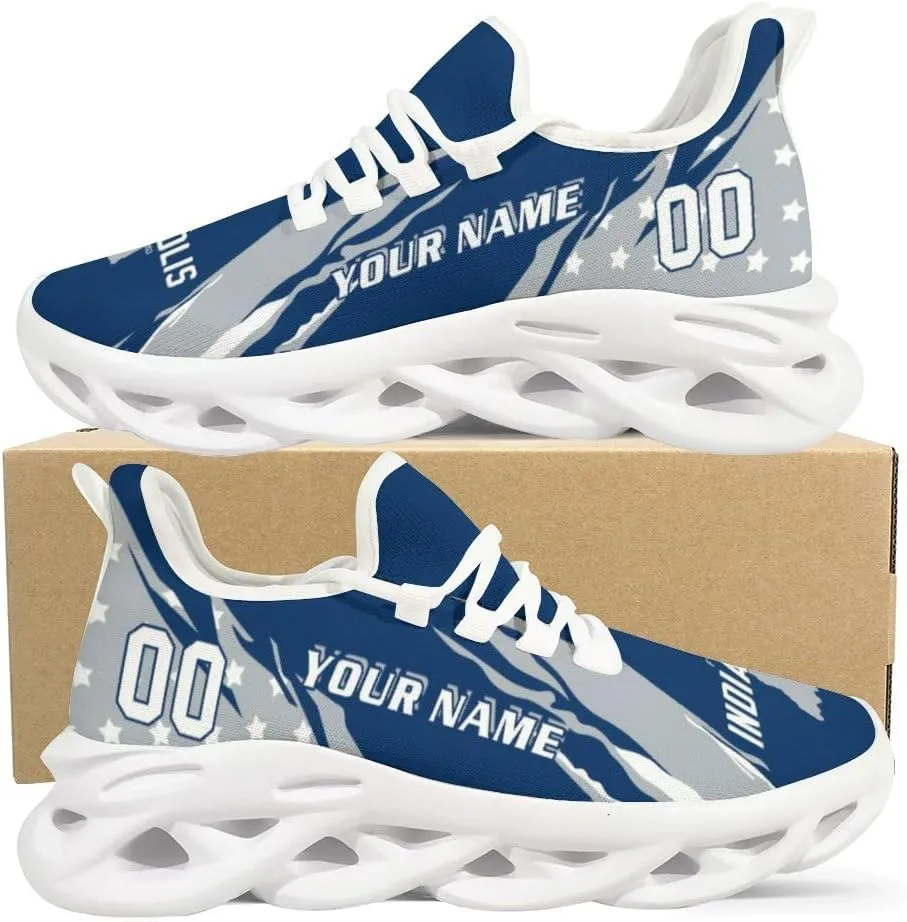 Custom Football Sneakers Personalized Breathable Fan Gift Add Name & Number Workout Athletic Gym Slip-on Shoes for Men Women